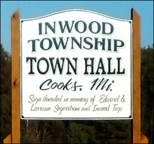 Inwood Township Hall sign