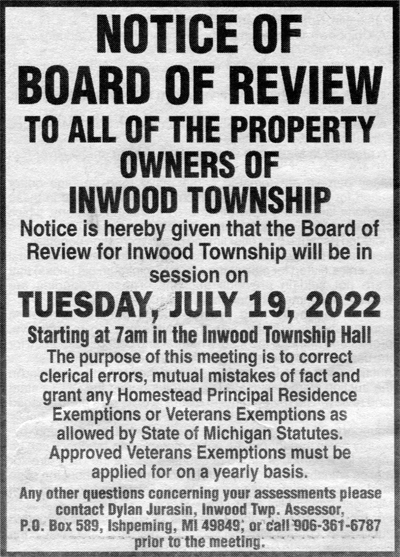 Board of Review Notice, July 19, 2022